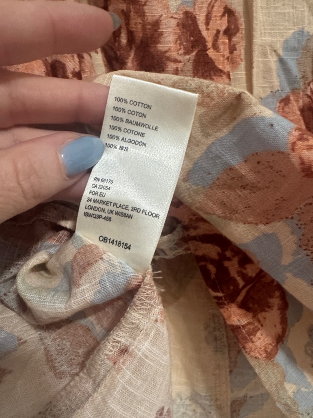 Free People Rust Rose Floral Button-Front Blouse - Picture 5 of 5